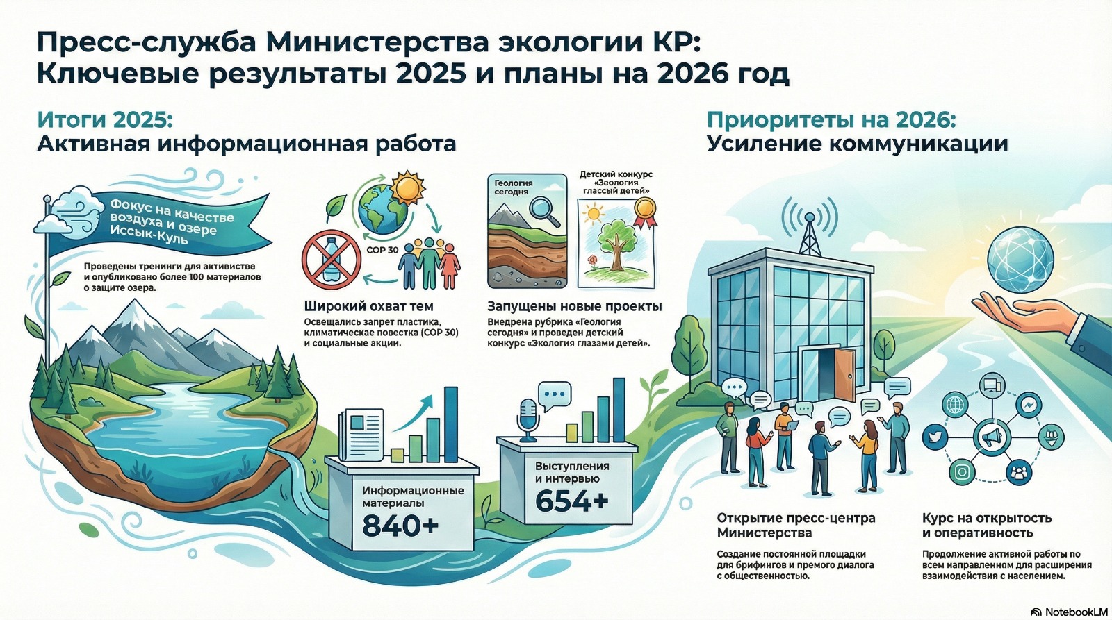 Кыргыз Республикасынын Жаратылыш ресурстар, экология жана техникалык көзөмөл министрлигинин маалымат кызматынын иши: 2025–2026-жылдардагы негизги жыйынтыктар жана артыкчылыктар